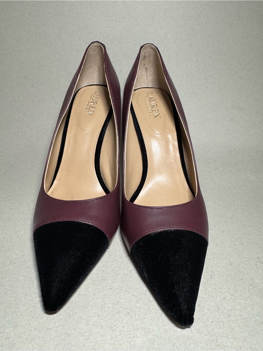 Lauren Ralph Lauren Burgundy and Black Pointed Toe Pumps